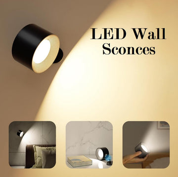 Kitloo LED Wall Lamps / Sconces with 360° Rotation Magnetic Ball, 3 Brightness Levels & 3 Color Temperatures, Wireless Wall Light for Night Reading, Pack of 1 - Imported from UK